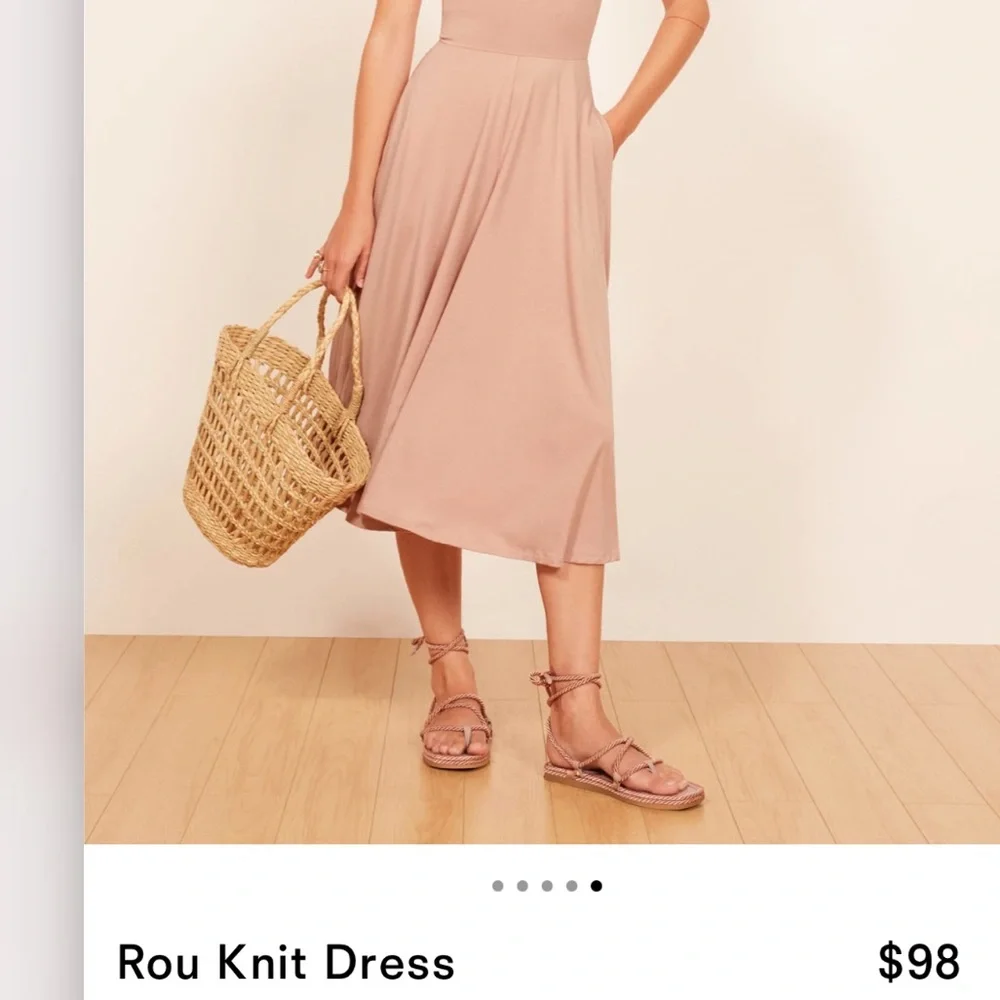 Reformation Blush Nude Square-Neck Midi Dress - Picture 7 of 7
